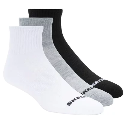 Skechers 3PPK Qtr Crew Socks S114235-BKWG